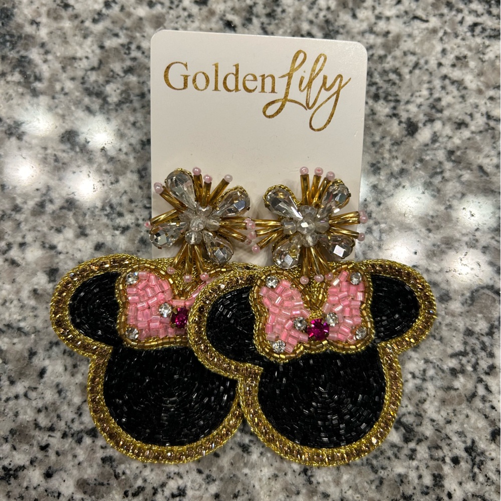 Disney Minnie Mouse Inspired Golden Lily Earrings